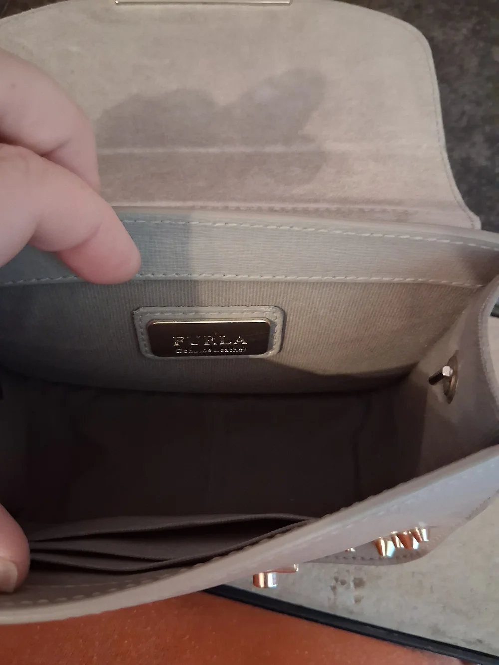 Furla Gray Studded Metropolis Mini